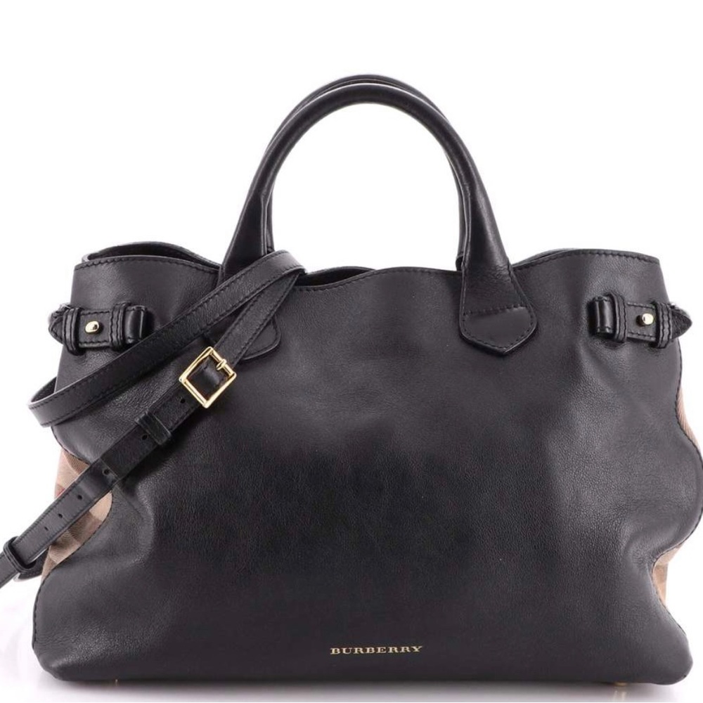 Burberry medium soft leather banner tote black leather Burberry crossbody